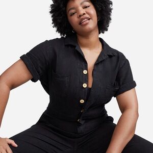 MATE the Label Black Button Front Jumpsuit